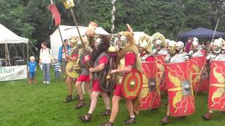 Roman Reenactment at the Amphitheatre in Caerleon Marching In [upl. by Karlens]