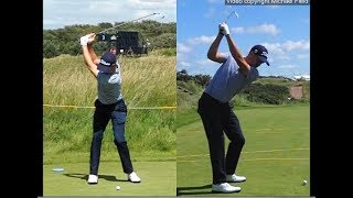 Justin Thomas golf swing  Long Iron faceon amp downtheline July 2017 [upl. by Om]