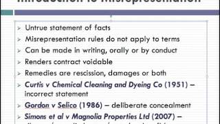 Misrepresentation Lecture 1 of 4 [upl. by Wyatt]